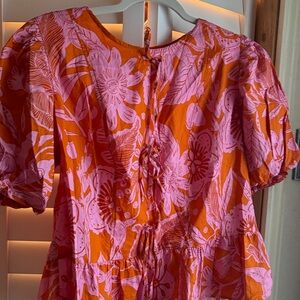 MELLODAY Pink and Orange Floral Top
